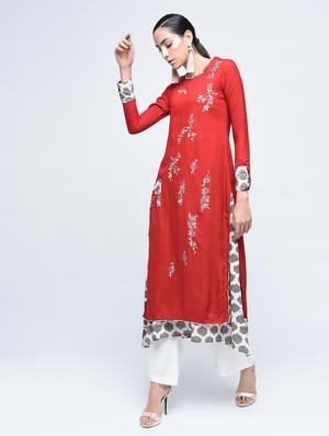 Embroidered layered kurta - 15517700 - Standard Image - 3