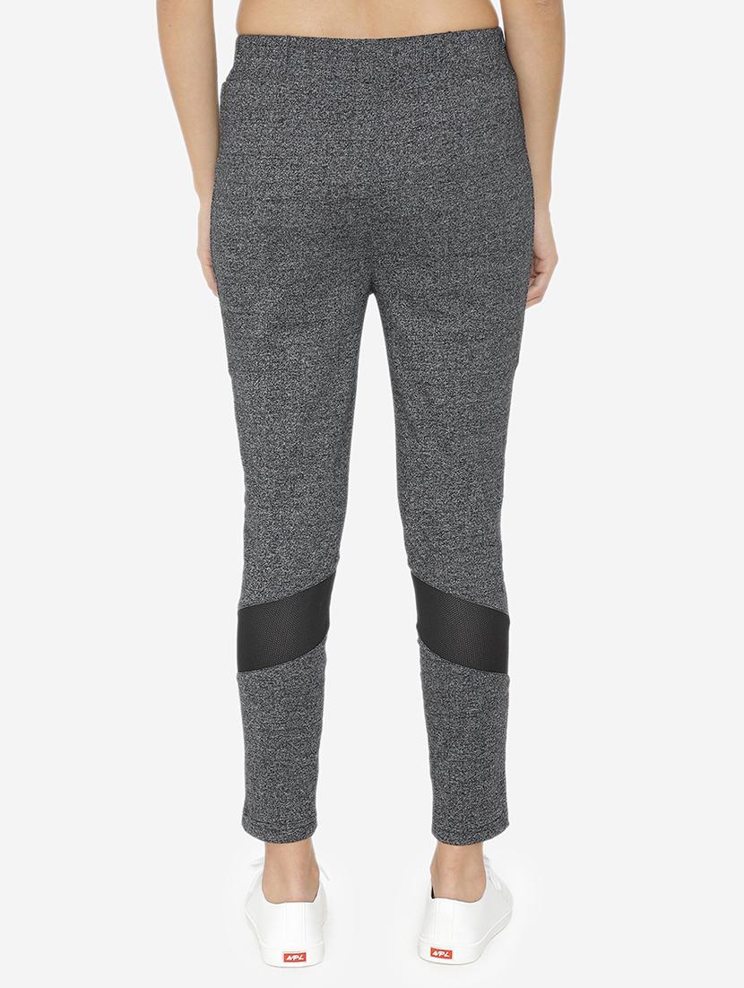 mid rise melange track pants - 15518022 - Zoom Image - 3