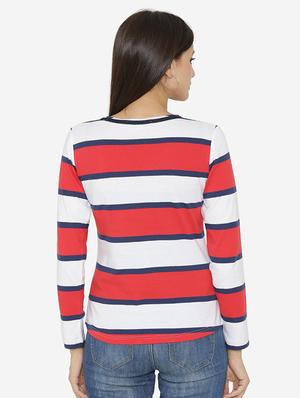 piping neck detail striped top - 15518040 - Standard Image - 3