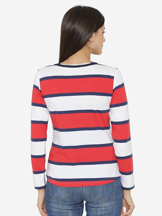 piping neck detail striped top - 15518040 - Zoom Image - 3