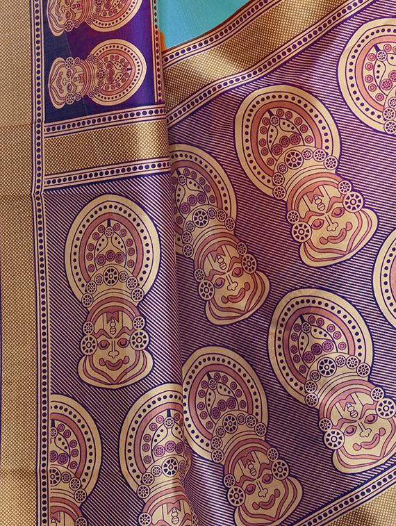 Contrast border mysore silk saree with blouse - 15518135 - Zoom Image - 3