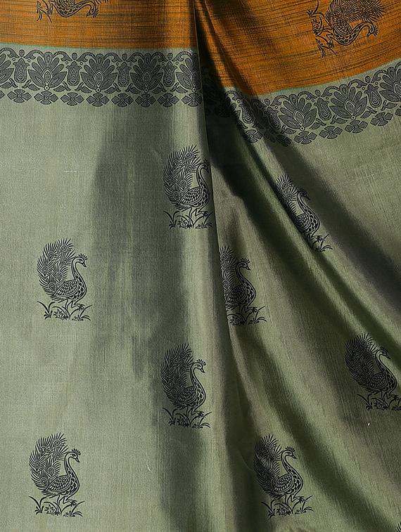 Conversational printed mysore silk saree with blouse - 15518148 - Zoom Image - 3