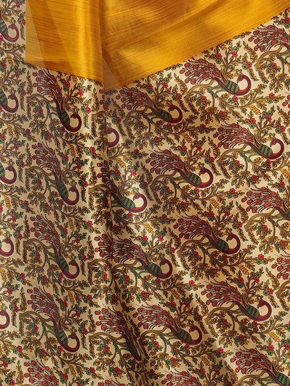 Contrast border mysore silk saree with blouse - 15518150 - Zoom Image - 3