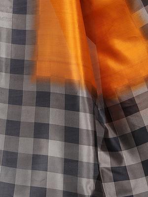 Chequered border mysore silk saree with blouse - 15518156 - Standard Image - 3