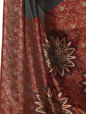 Contrast border mysore silk saree with blouse - 15518162 - Standard Image - 3