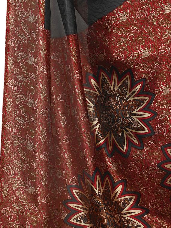 Contrast border mysore silk saree with blouse - 15518162 - Zoom Image - 3