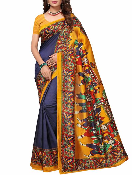 Conversational border mysore silk saree with blouse - 15518172 - Standard Image - 1