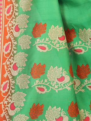 Contrast border mysore silk saree with blouse - 15518177 - Standard Image - 3