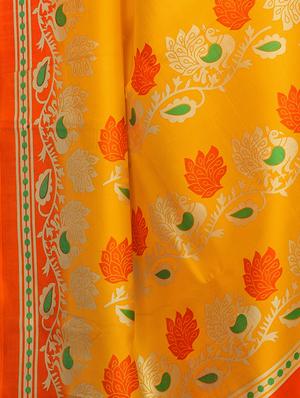 Contrast border mysore silk saree with blouse - 15518181 - Standard Image - 3