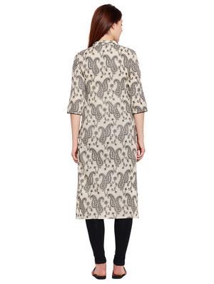 Straight paisley placket detaling kurta - 15518271 - Standard Image - 3