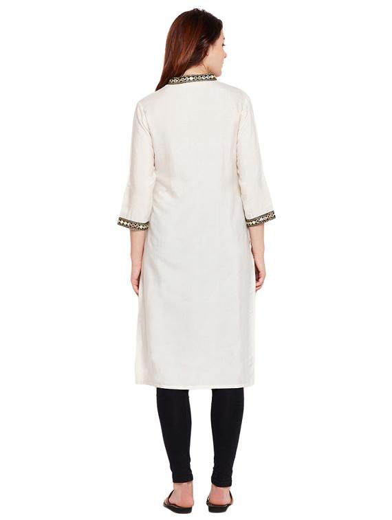 Mirror work pintucks kurta - 15518283 - Zoom Image - 3