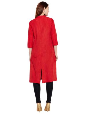 button fake placket a-line kurta - 15518290 - Standard Image - 3