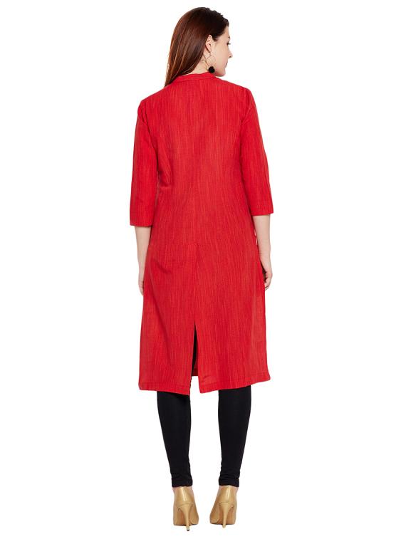 button fake placket a-line kurta - 15518290 - Zoom Image - 3