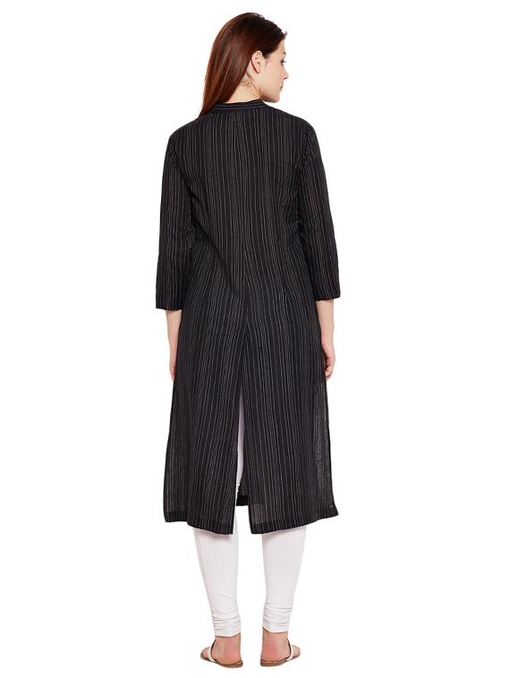 Button fake placket straight kurta - 15518292 - Zoom Image - 3