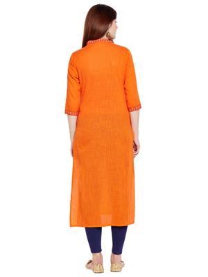 Carrot straight patch neck kurta - 15518293 - Standard Image - 3