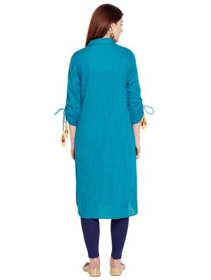 Tassels sleeves embroidered kurta - 15518296 - Standard Image - 3