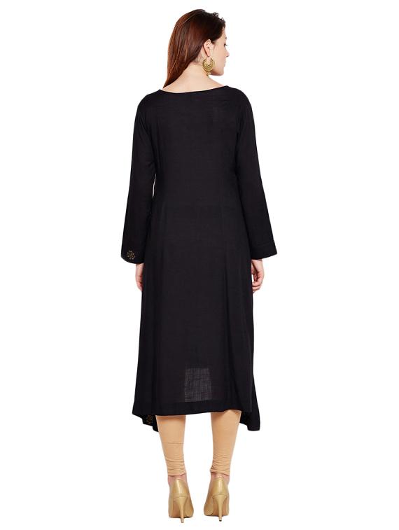 Asymmetric block print kurta - 15518297 - Zoom Image - 3