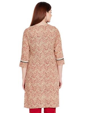 Perinted straight kurti - 15518299 - Standard Image - 3