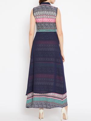 layered front printed maxi dress - 15518342 - Standard Image - 3