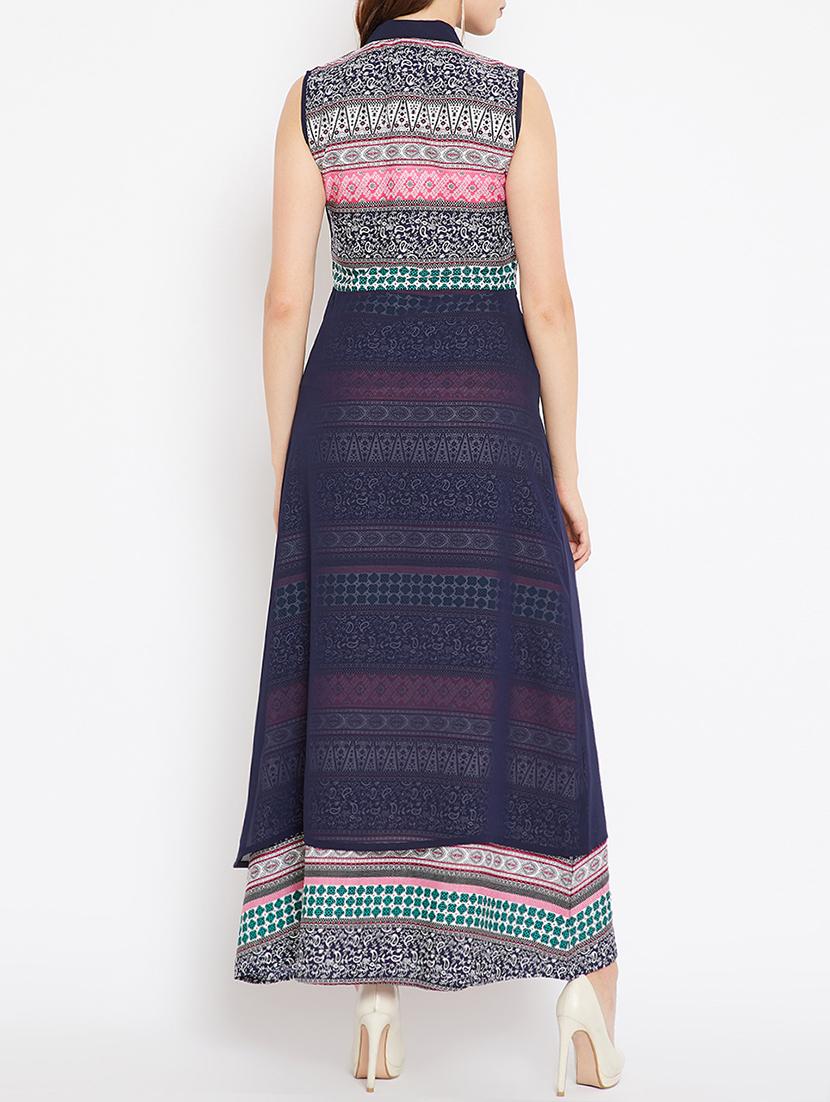 layered front printed maxi dress - 15518342 - Zoom Image - 3