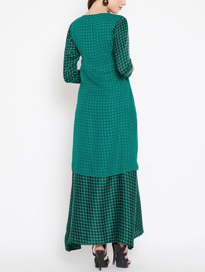 sheer side slit layer checkered dress - 15518344 - Standard Image - 3