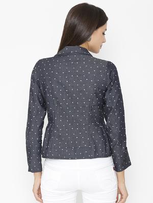 lapel collar printed blazer - 15518675 - Standard Image - 3