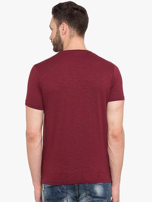 maroon cotton front print t-shirt - 15519177 - Standard Image - 3