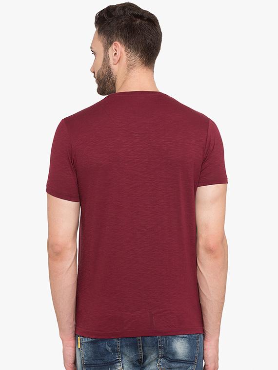 maroon cotton front print t-shirt - 15519177 - Zoom Image - 3