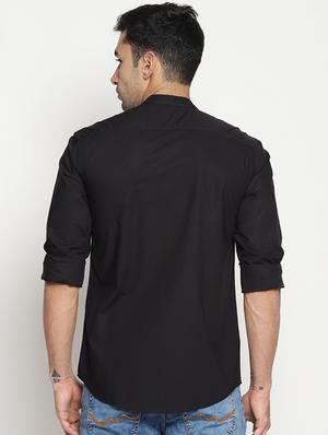 black cotton casual shirt - 15519460 - Standard Image - 3
