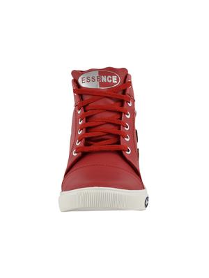 red leatherette lace up sneakers - 15519548 - Standard Image - 3