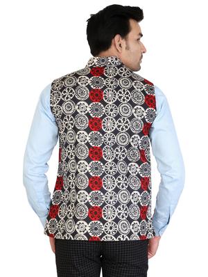 black cotton nehru jacket - 15520119 - Standard Image - 3