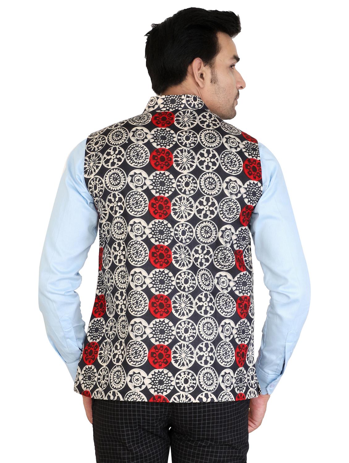 black cotton nehru jacket - 15520119 - Zoom Image - 3