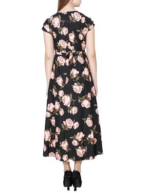 tie back floral fit & flare dress - 15521055 - Standard Image - 3