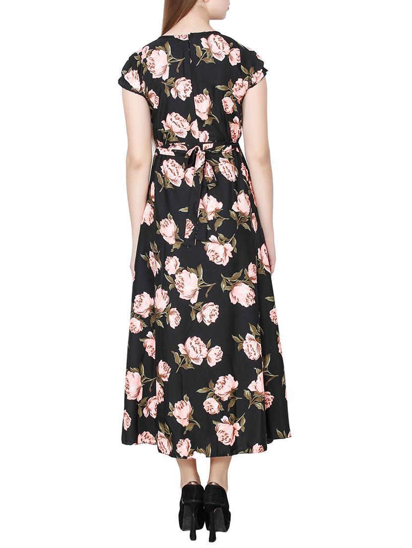 tie back floral fit & flare dress - 15521055 - Zoom Image - 3