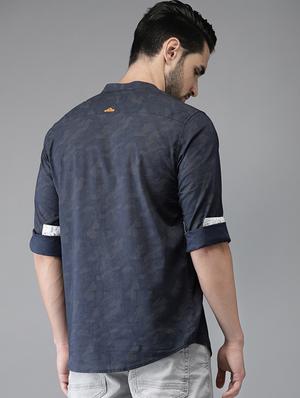navy blue cotton casual shirt - 15521930 - Standard Image - 3