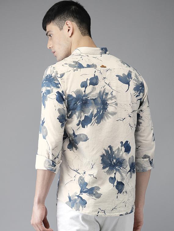 beige cotton linen casual shirt - 15521955 - Zoom Image - 3