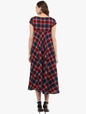 flared checkered midi dress - 15523849 - Standard Image - 3