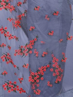 Floral embroidered saree with blouse - 15525277 - Standard Image - 3