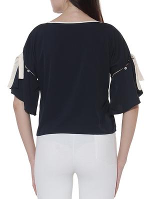 Button Strap knot detailed boxy top - 15527435 - Standard Image - 3