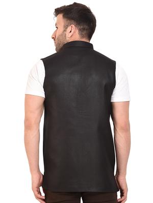 black cotton nehru jacket - 15528142 - Standard Image - 3