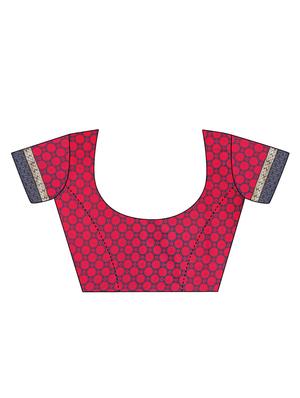 Contrast bordered printed saree with blouse - 15528246 - Standard Image - 3