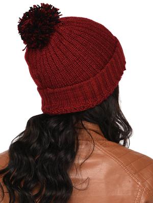 maroon woolen cap - 15528358 - Standard Image - 3