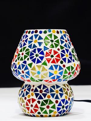 multicolour mosaic glass table lamp with shades for living room - 15528592 - Standard Image - 3