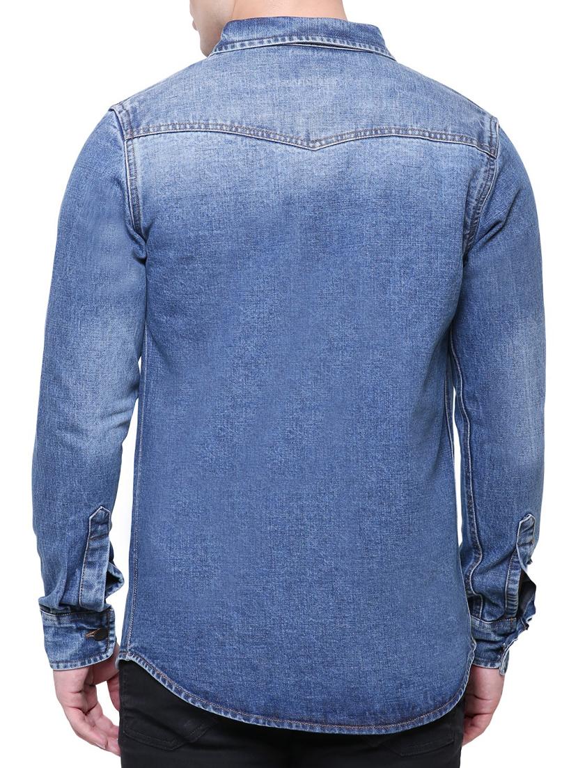 blue denim casual shirt - 15528711 - Zoom Image - 3