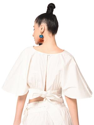 tie back bell sleeved crop top - 15528996 - Standard Image - 3