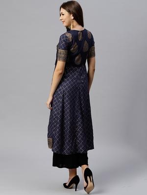 Gold Foil print angrakha kurta - 15529614 - Standard Image - 3