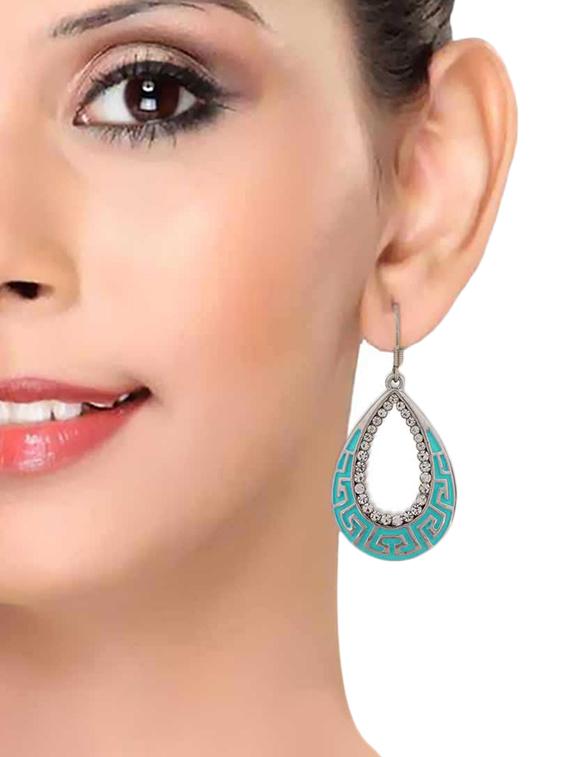 blue silver tone drop earrings - 15532066 - Zoom Image - 3