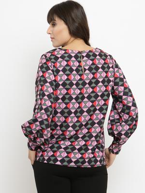 long sleeved geometric print top - 15533845 - Standard Image - 3
