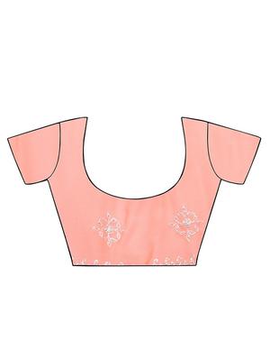 sequined embellished peach saree with blouse - 15537626 - Standard Image - 3