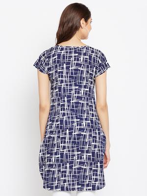 round neck printed high low kurti - 15538234 - Standard Image - 3